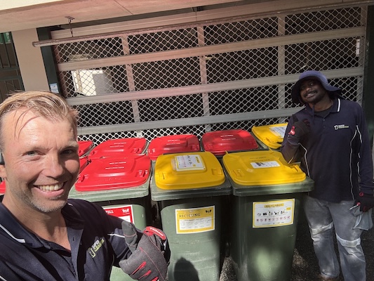 wheelie bins from a school cleaned by super clean bins