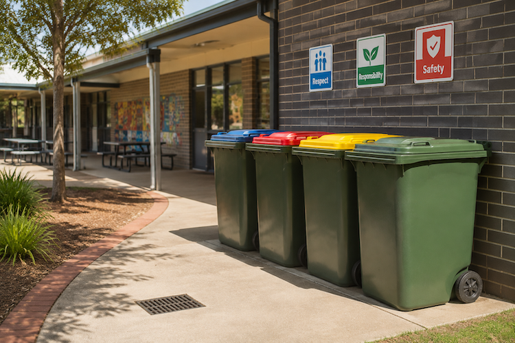 wheelies bins at school